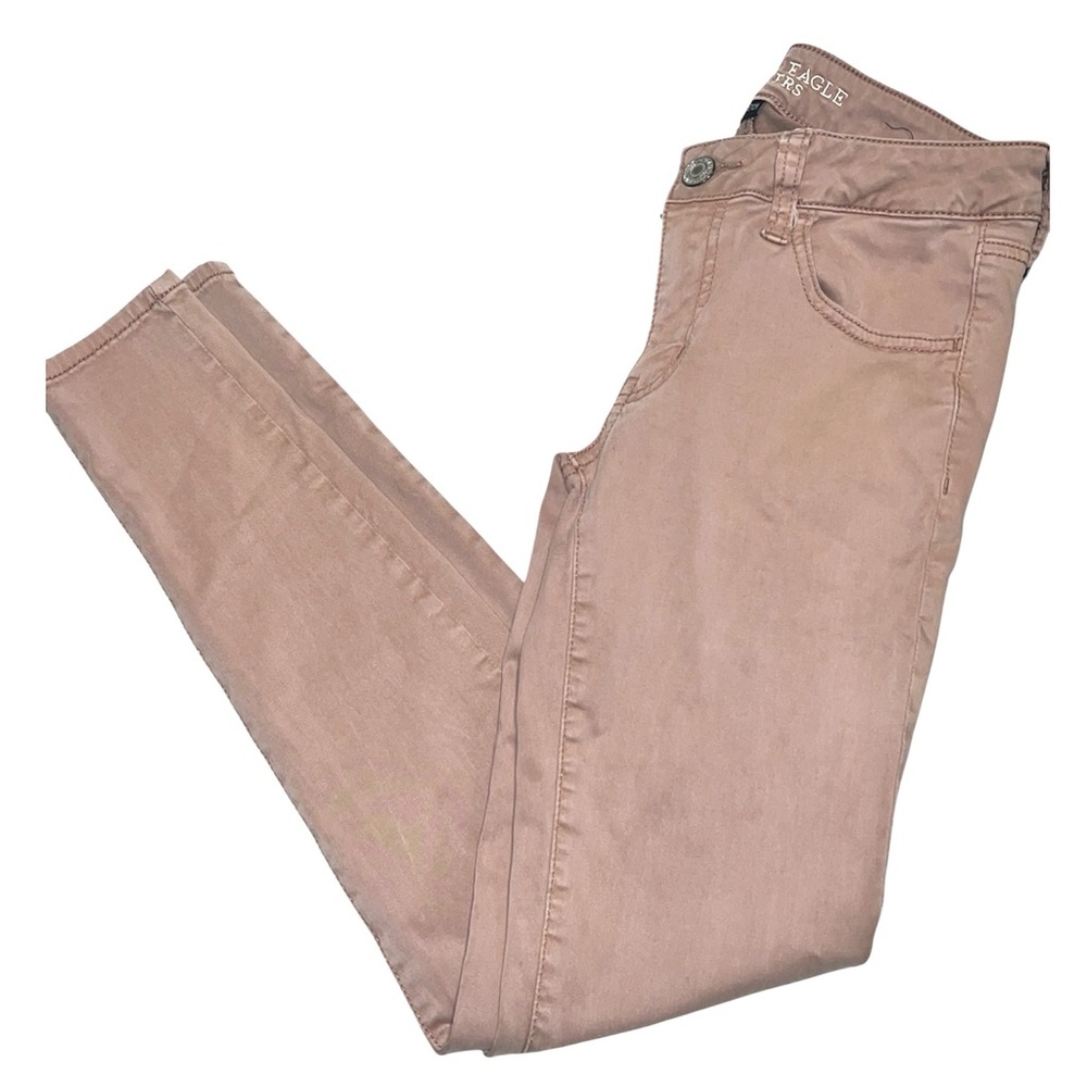 American Eagle rose pink stretch sateen jeggings size 6